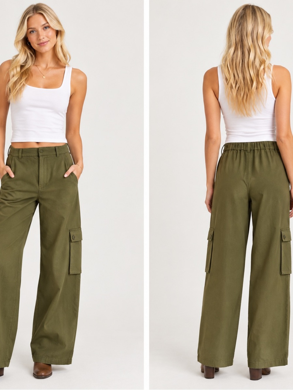 Nordstrom OpenEdit Women’s Olive Cargo Wide-Leg Pants new with tags